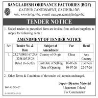 Amendment of Tender Notice