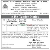 Procurement of chemicals for chemical resistant coating and related works at clarifier A Sedimantation Tank