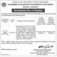 Under Jessore WD Division, construction of drainage outlets (1-vent-1.20mX1.50m) on the right bank of the Kapotaksha River at Satkhira Tala, Bujtala Beel and Balir Beel in South Sarsa.