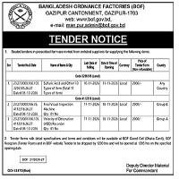 Tender Notice | EER) Bangladesh Ordnance Factories Rat etc