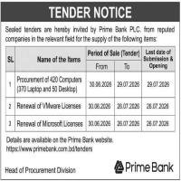 Tender Notice - Prime Bank PLC.