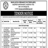 Tender Notice | FER, BANGLADESH ORDNANCE FACTORIES . 1 etc